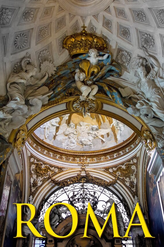 Poster of altar and dome at San Luigi dei Francesi church in Rome, Italy