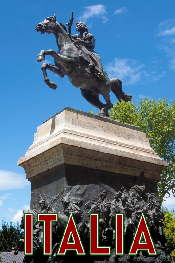 Poster of Guiseppe Garibaldi Memorial statue atop Janiculum Hill, Rome, Italy