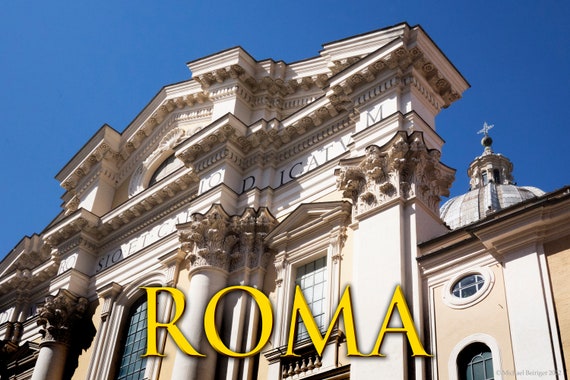 Poster of facade of Santi Ambrogio e Carlo Church, Rome, Italy