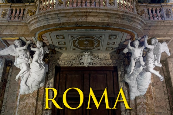 Poster of Putti supporting pipe organ in  San Luigi dei Francesi church in Rome, Italy