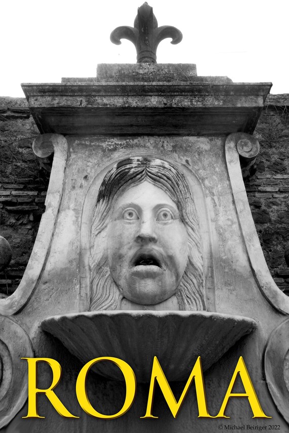Poster of Fountain Mascherone on Via Giulia, Rome, Italy