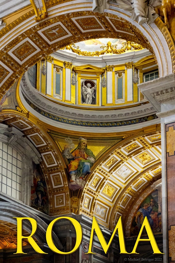 Poster of golden arches and windows in St. Peter's Basilica, Rome, Italy