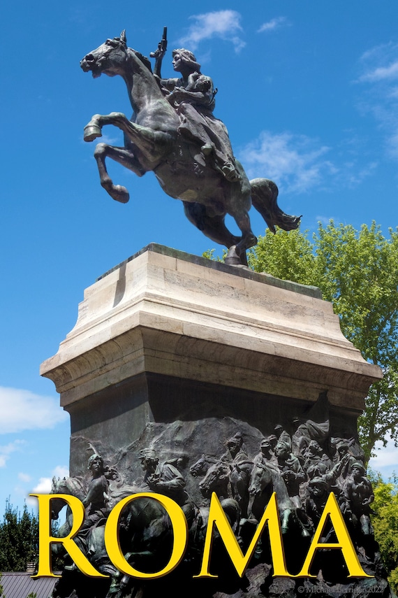 Poster of Guiseppe Garibaldi Memorial statue atop Janiculum Hill, Rome, Italy
