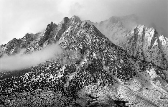 Eastern Sierra Nevadas in snowstorm, California.