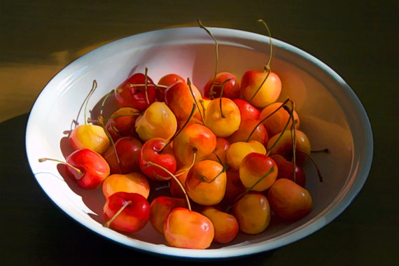 Pop Art bowl of cherries.