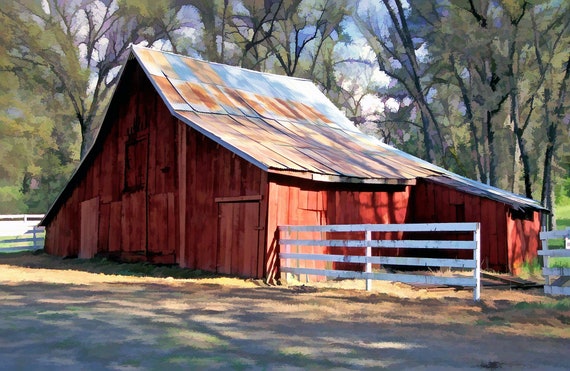 Old barn in the shade near Oakhurst, CA.