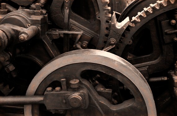 Detail of old cast iron mining equipment.