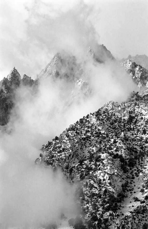 Mt. Whitney in fall clouds, CA>
