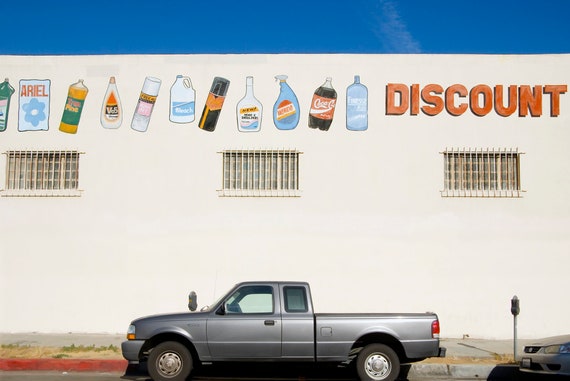 Discount store wall in Echo Park, LA.