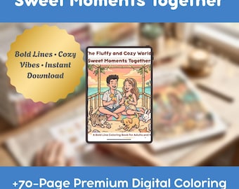 Cozy Couples Coloring Book PDF • Sweet Moments Bold Line Art for Adults • Instant Download Digital Coloring Pages • Minimalist Bold & Easy