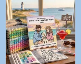Cozy Summer Coloring Book for Adults | Bold and Easy Summer Vacation Pages | Cute Couple & Dog Beach Art Therapy | Thick Lines for Markers