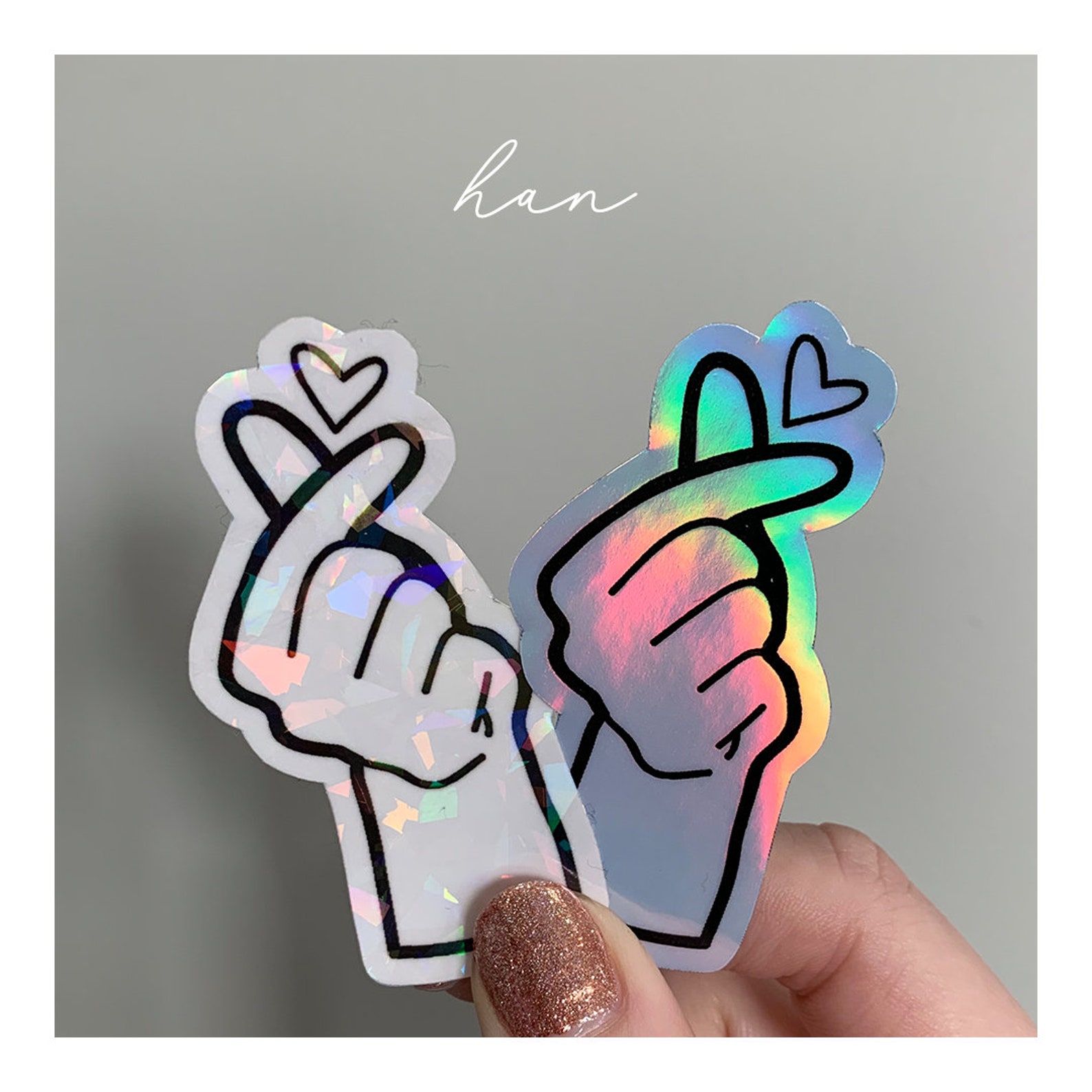 Stray Kids Finger Heart Holographic Sticker | Etsy