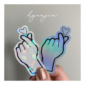 Stray Kids Finger Heart Holographic Sticker - Etsy