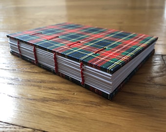 Carnet tartan A6 et reliure copte