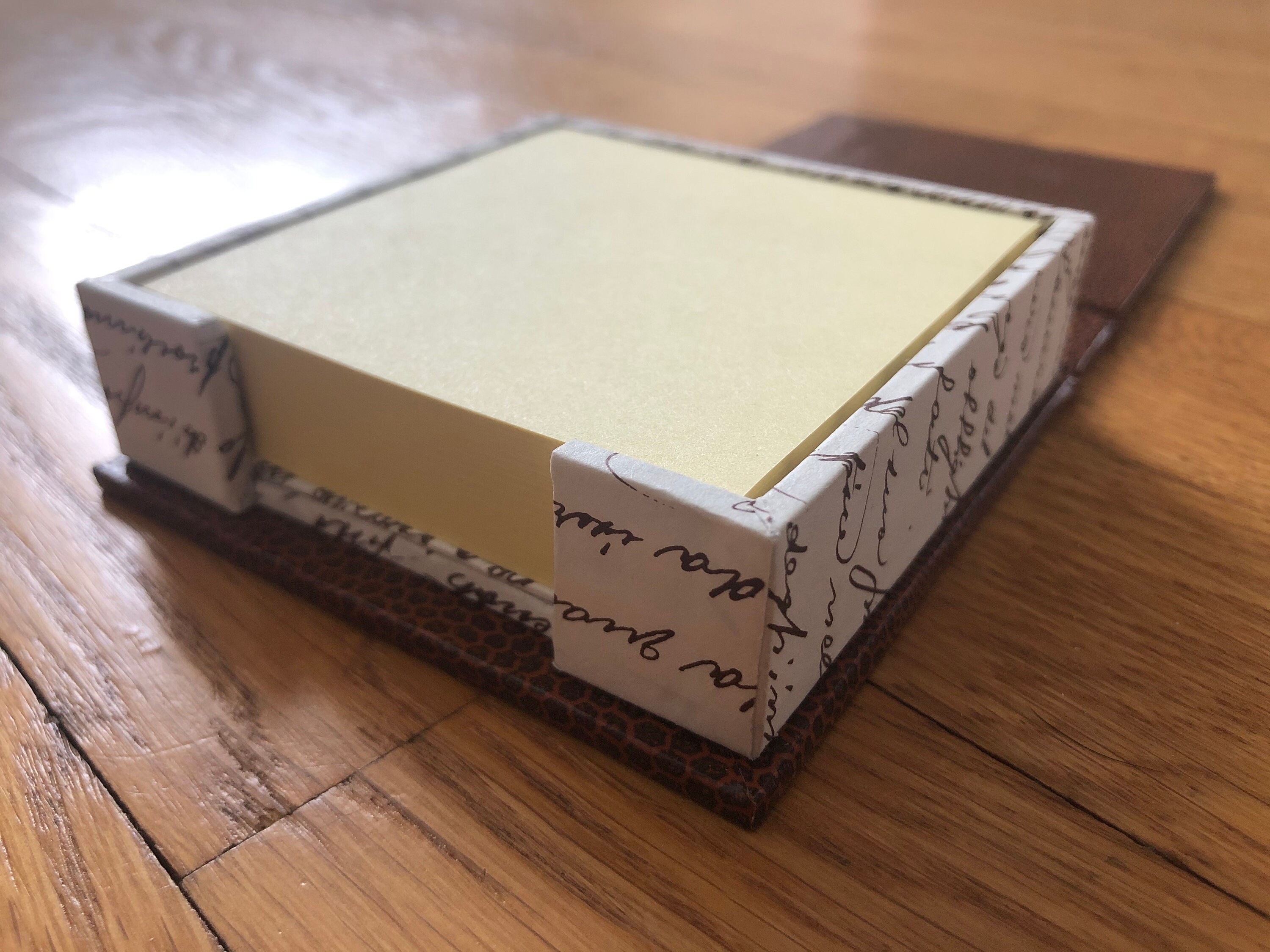 Porta Post-it In Legno Naturale - 9.5x9.5 Cm, Design Minimalista - Foto 2