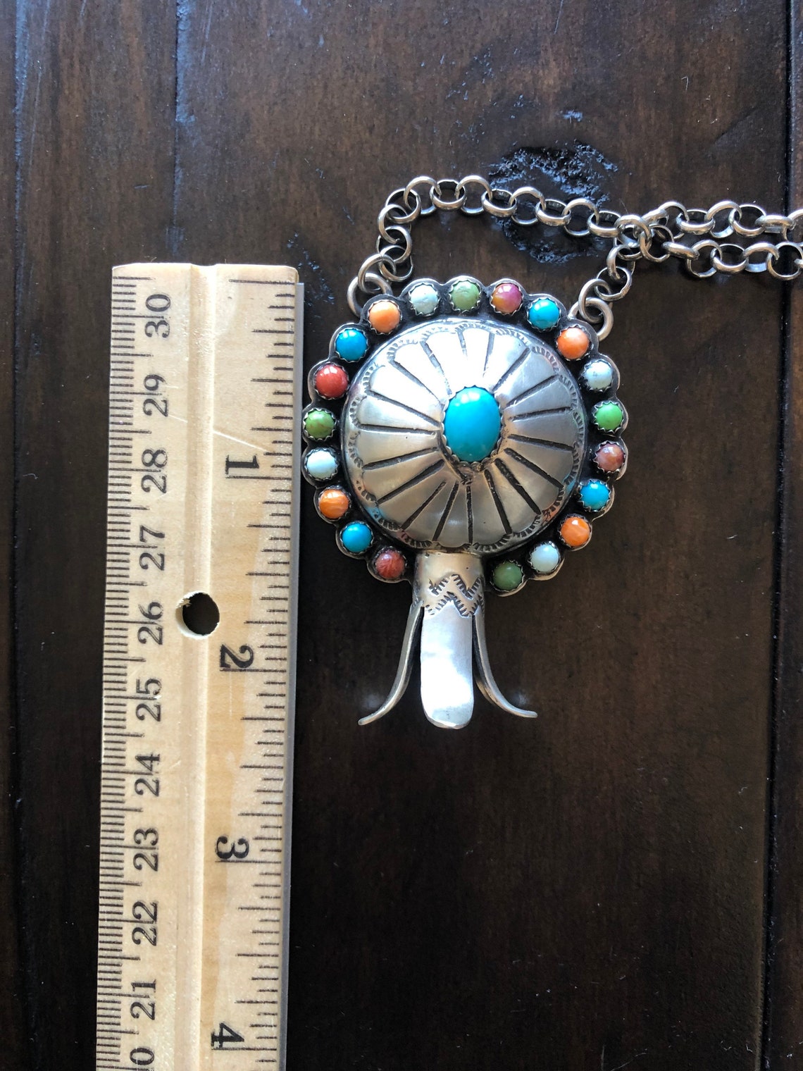 Native American Squash Blossom Pendant Necklace. Navajo multi Etsy