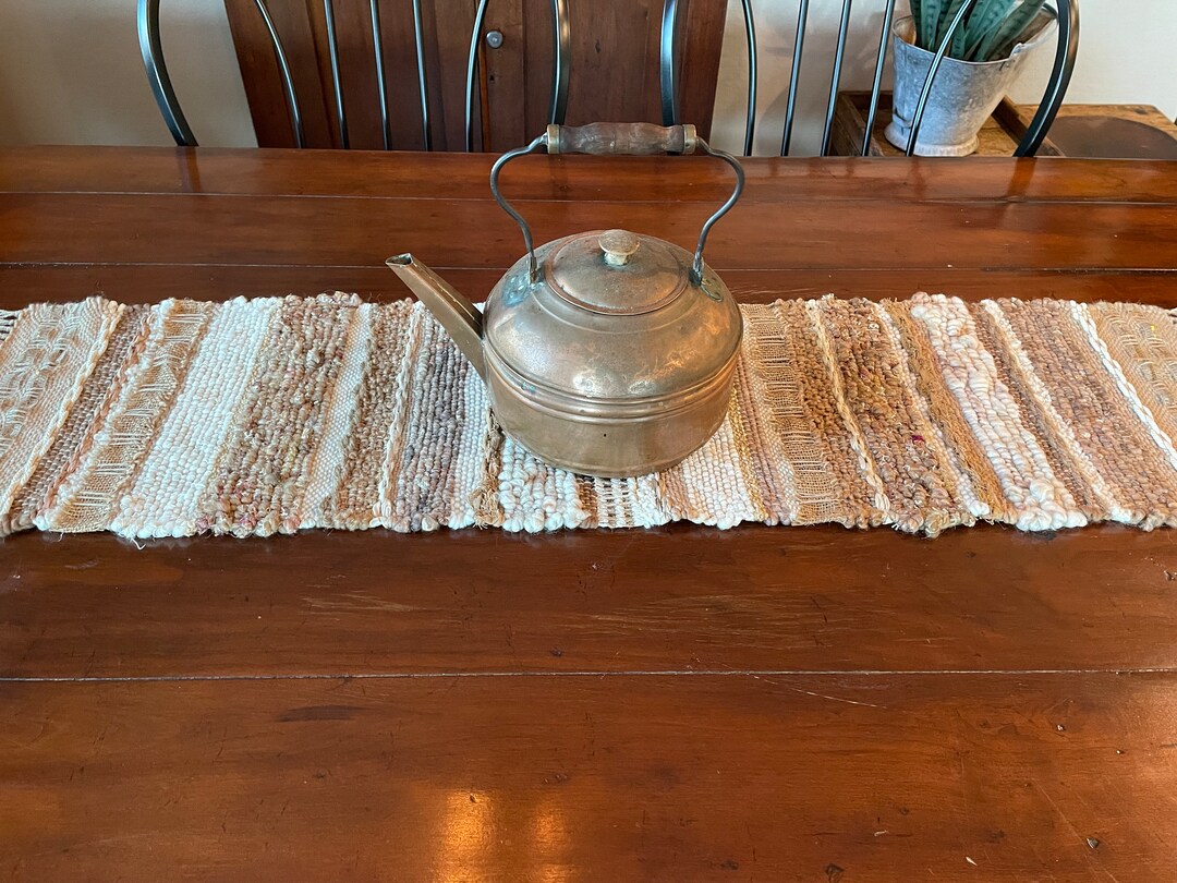 Hand Woven Table Runnertan and Cream Table Runnerneutral Boho Table