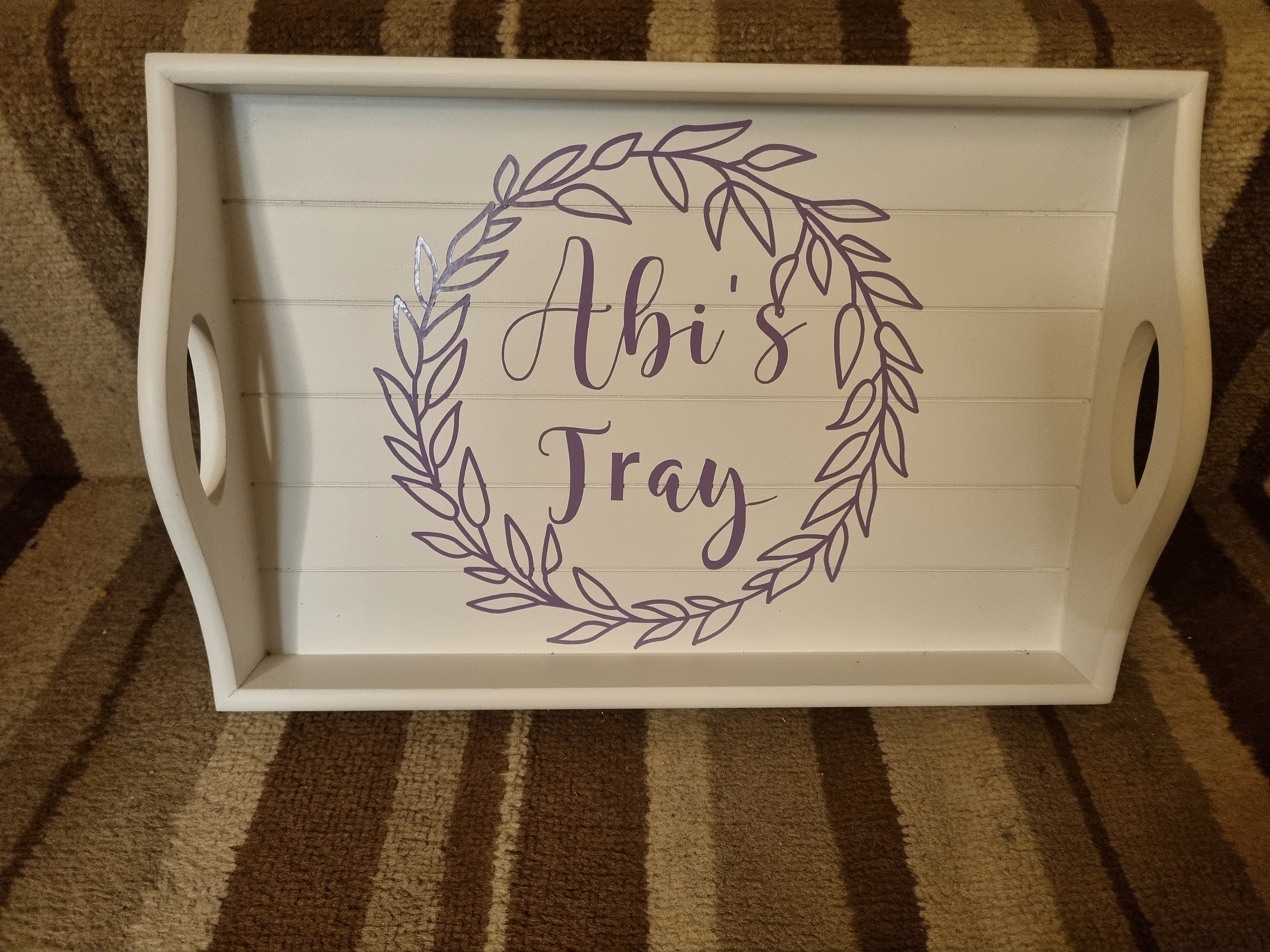 Personalised wooden Sofa Tray Available in grey or white Etsy