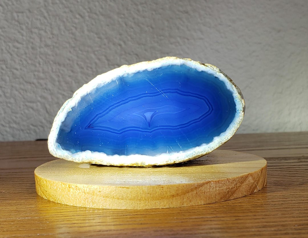 Enhydro Blue Half Agate Geode, Water Filled Blue Half Agate Geode on ...