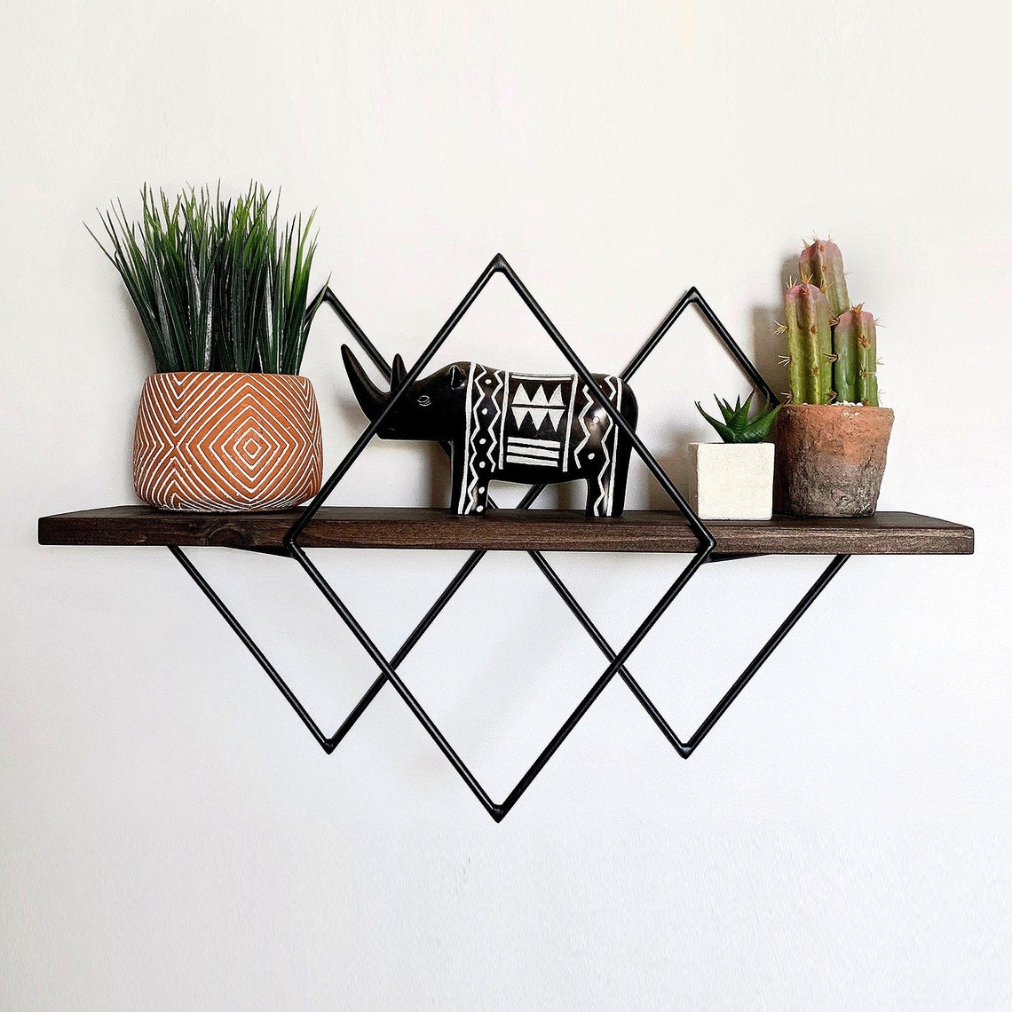 Floating Shelf with Black Finish Metal Wooden Wall Shelf Etsy