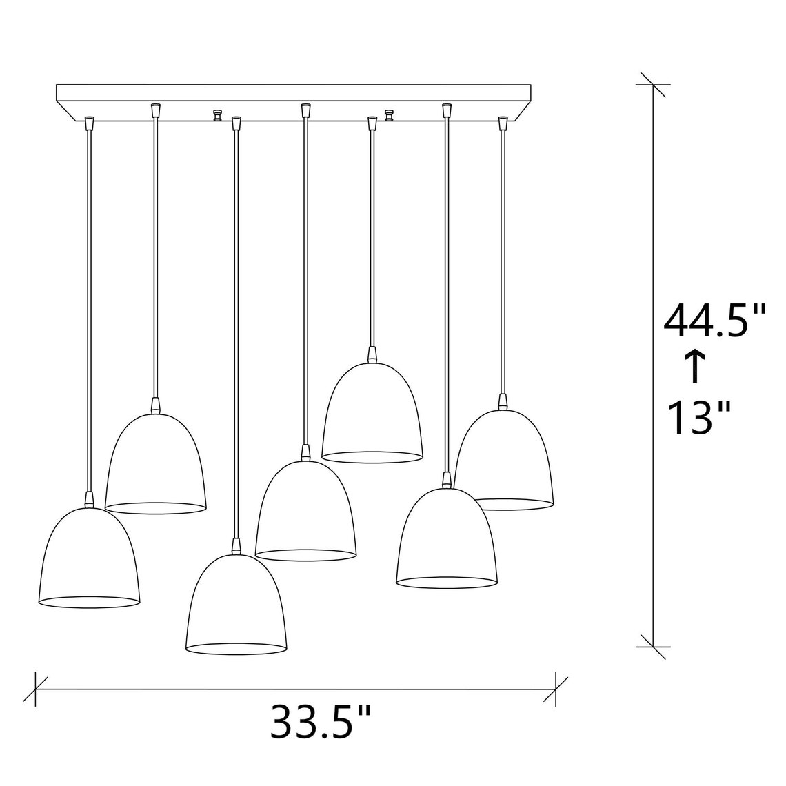 7 Light Cluster Dome Pendant Lighting Black Finish Etsy