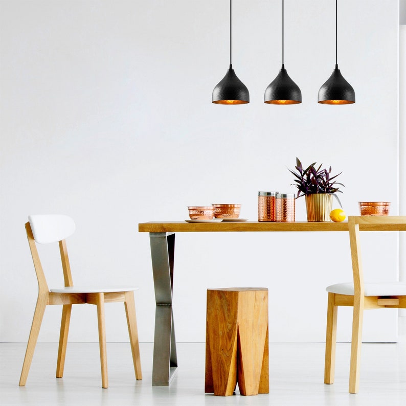 3light Kitchen Island Dome Pendant Lighting Black Finish Etsy