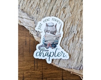 Cat Reading Sticker, Book Lover Gift, Water Resistant Decal