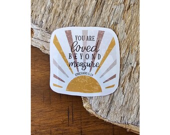Boho Bible Verse Sticker, Bible Verse Sticker, Water Resistant Decal, Bible Journal Sticker, Laminated Vinyl, Ephesians 3:19 Sticker