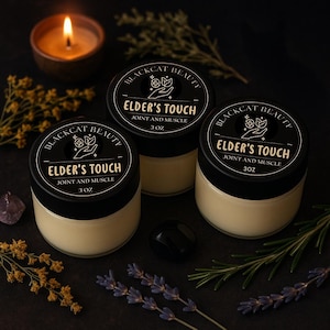 Elder&#39;s Touch Muscle & Joint Balm | Natural Herbal Pain Relief Cream | Blackcat Beauty Witchy Apothecary | 3oz