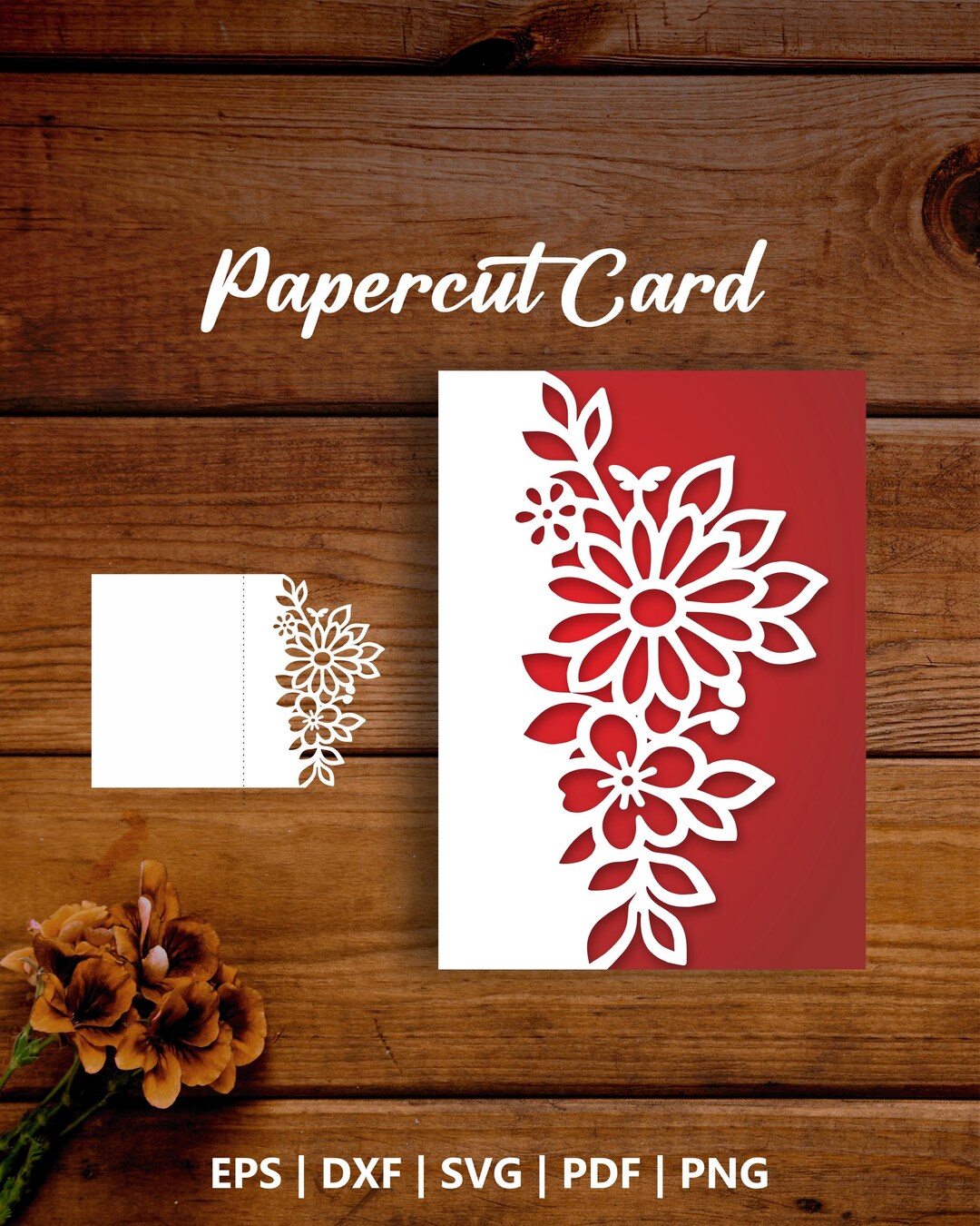 Floral Flower Greeting Card Papercut Template for Laser Cut Cricut ...