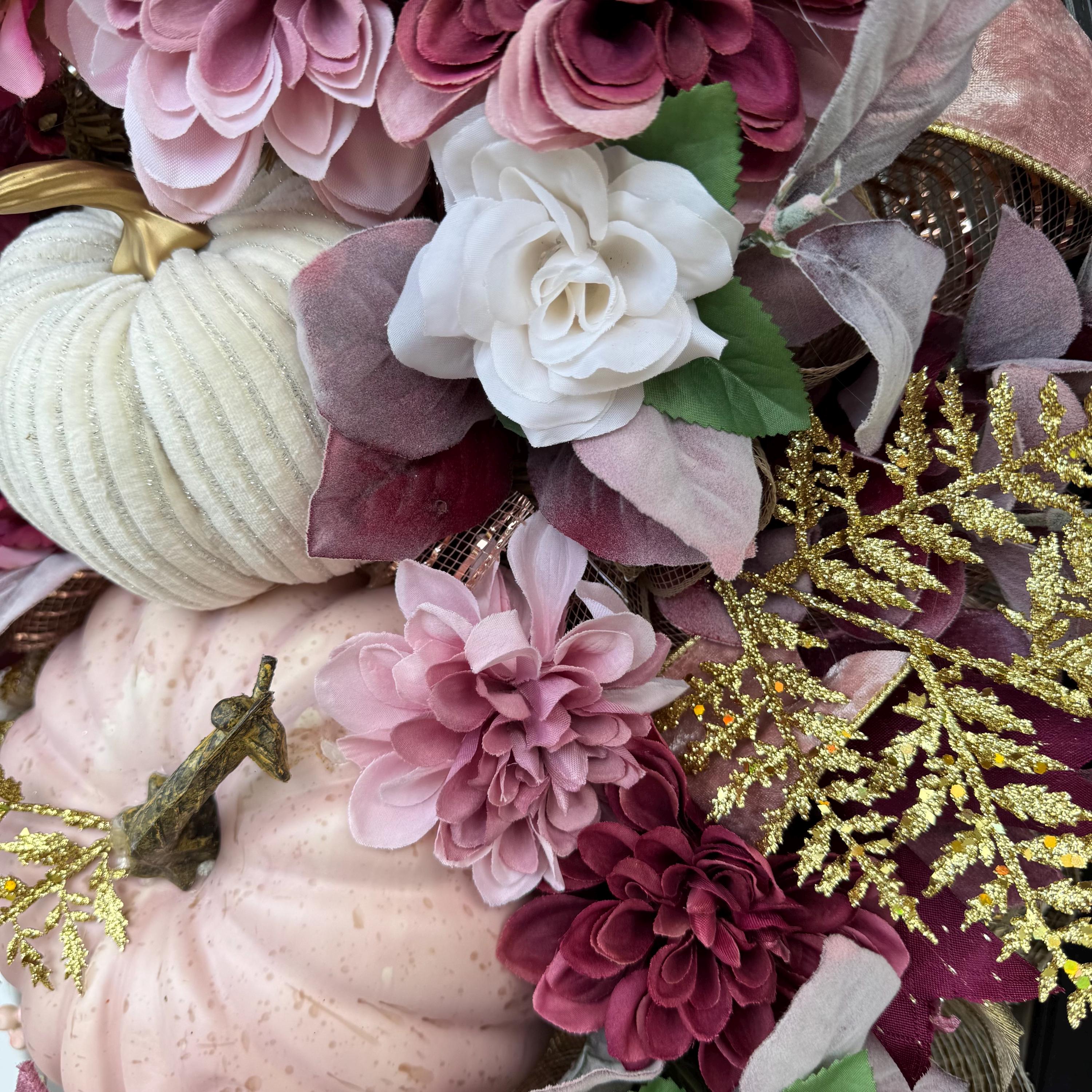 Glam Pumpkin Swag, Victorian Pink and Burgundy Swag, Autumn Decor ...