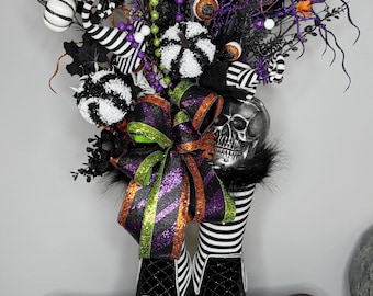 Halloween Witch Boot, Witch Arrangement, Halloween Arrangement, Halloween Decor, Witch Boot, Halloween Party Decor, Halloween Witch Hanger,