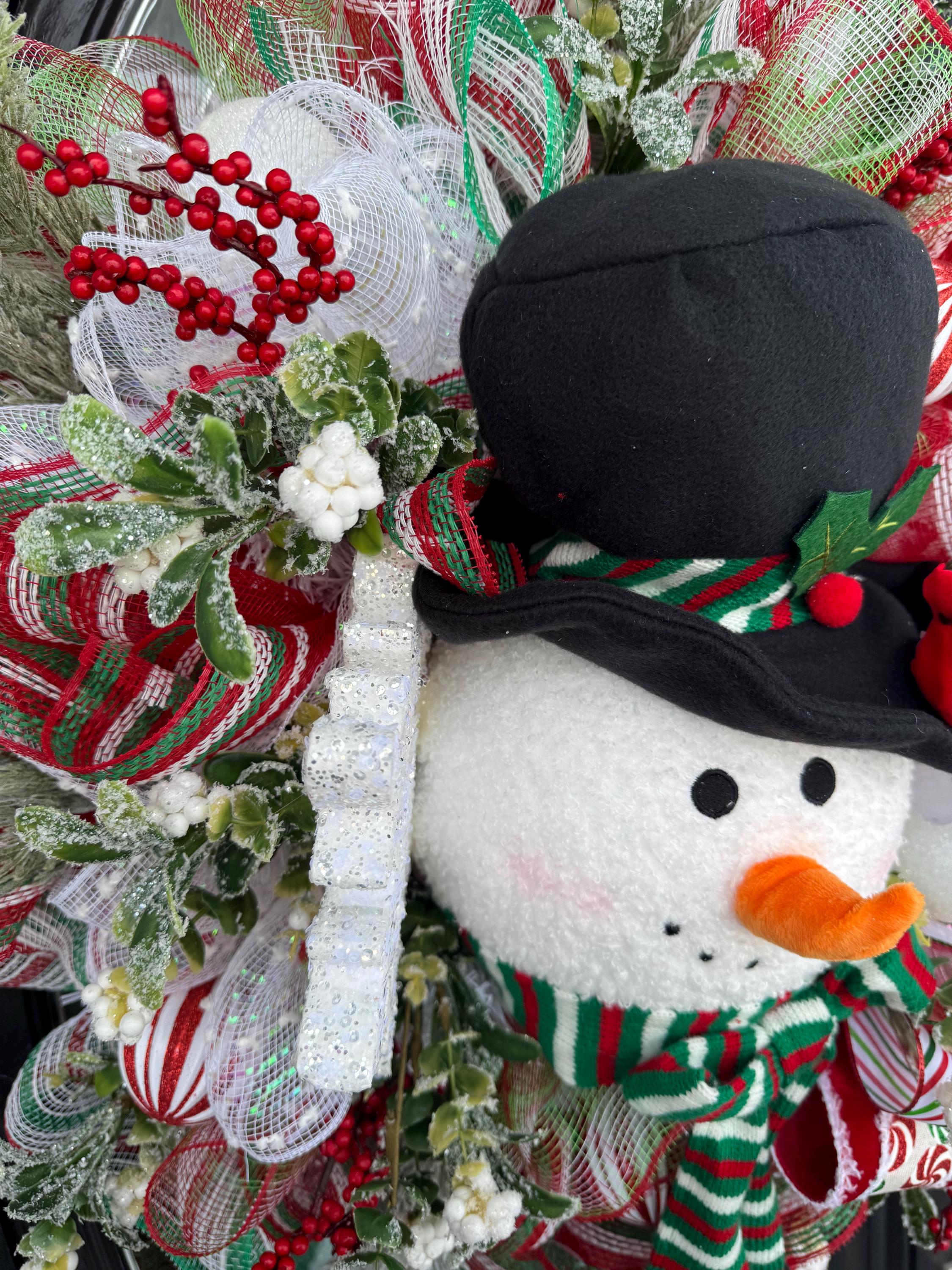 Snowman Wreath, Winter Wreath for Front Door, Frosty Decor, Christmas ...