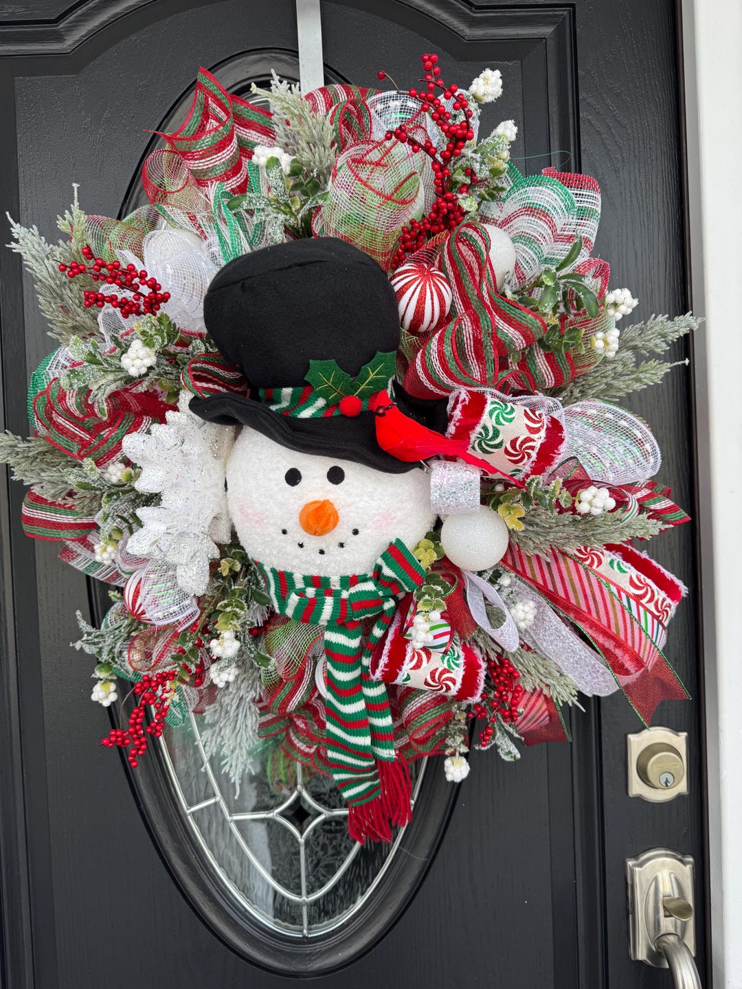 Snowman Wreath, Winter Wreath for Front Door, Frosty Decor, Christmas ...