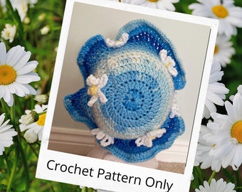 CROCHET PATTERN ***US+UKTerms*** for Daisy Bucket Hat, summer hat, baby hat, child hat, adult sun hat, crochet hat, flower, floral, hippie