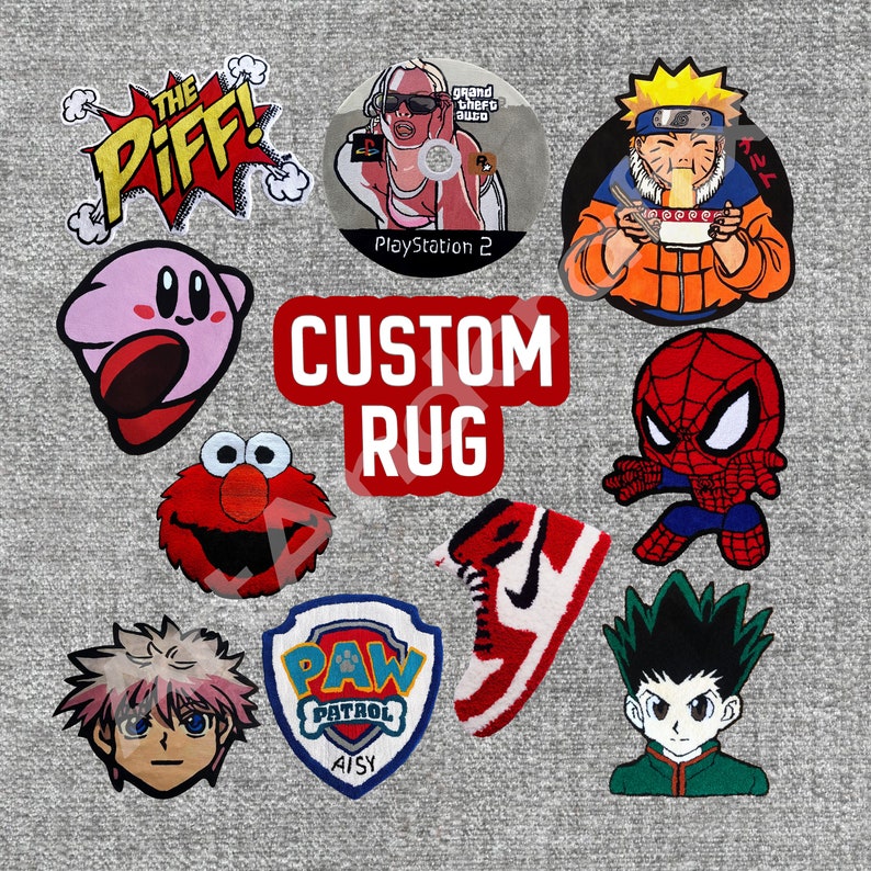 Custom tufted Rugs Design | Customized Shape Size Business Logo | Anime Tufting Rug | Personalized Floor Area Tuft Rug Printed Nylon carpet 