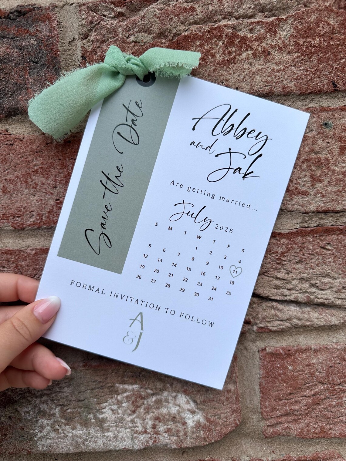 Sage Green Save the Dates - Chiffon Ribbon - Etsy