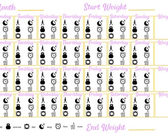 Monthly Habit/Weight loss Tracker (Pink)