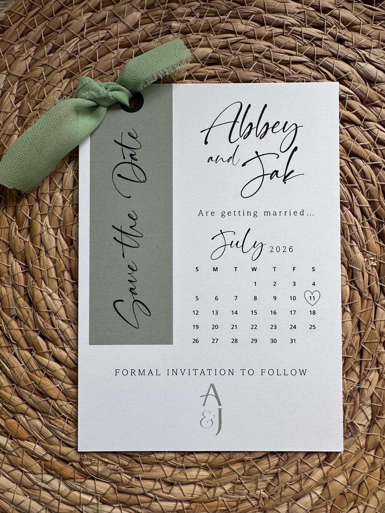 Sage Green Save the Dates - Chiffon Ribbon - Etsy