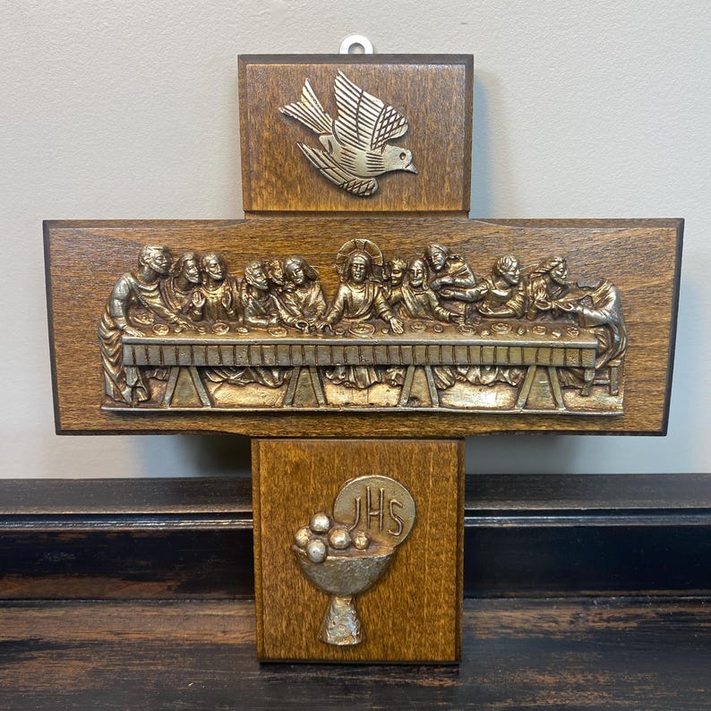 The Last Supper Silver Relief Metal Plaque Cross - Etsy