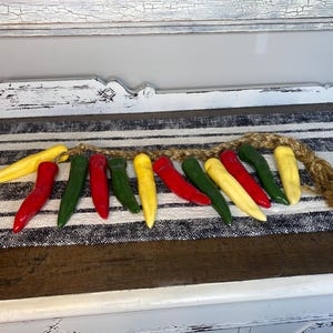 Ceramic Multi colored Peppers Jalapeños on a Rope From Mexico