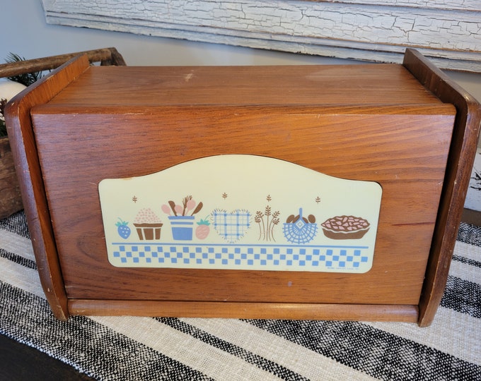 Vintage Wood Bread Box Etsy