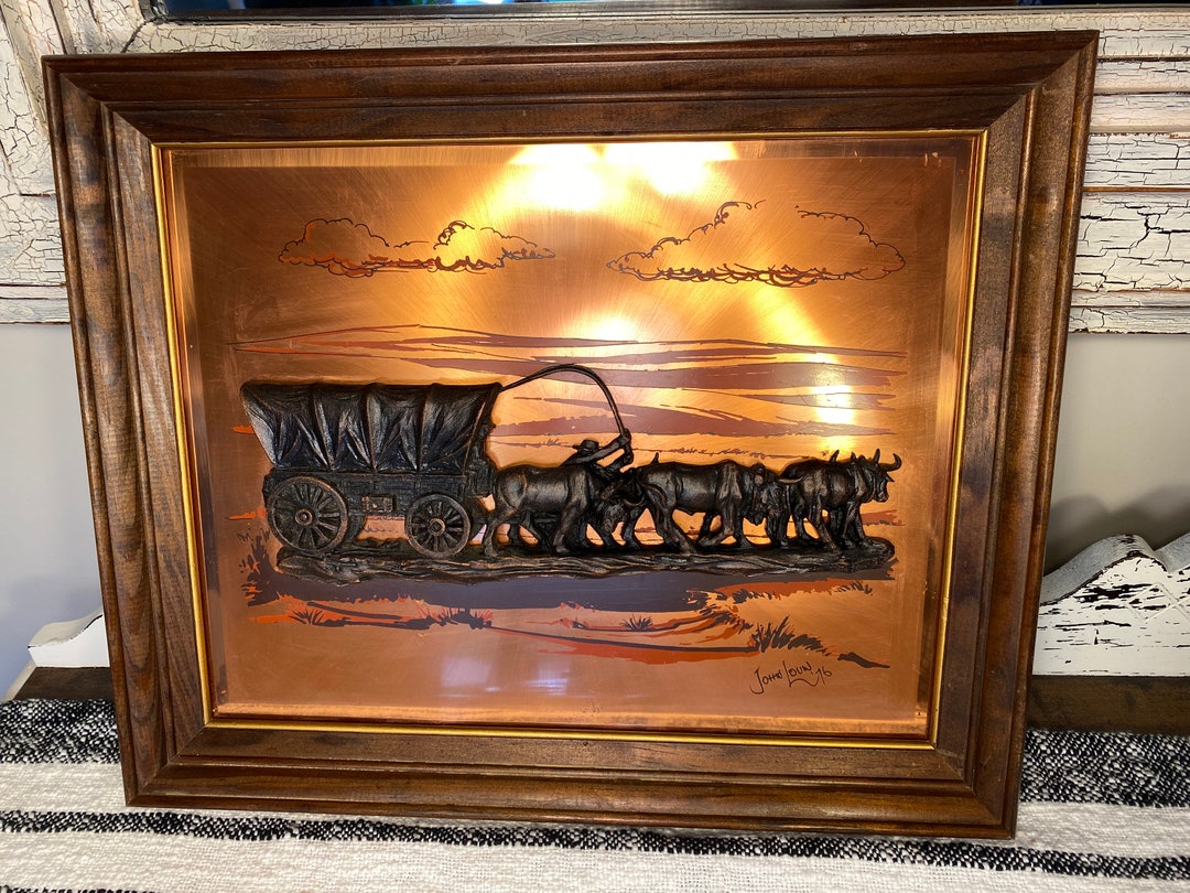 John Louw Covered Wagon Copper Art 1970s 3D Copper Wall Art Etsy