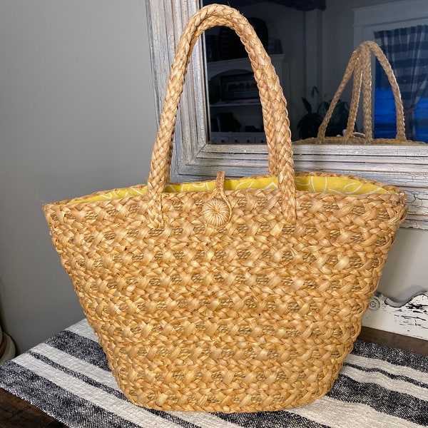 Sunset Yellow Straw Tote Bag main image 1