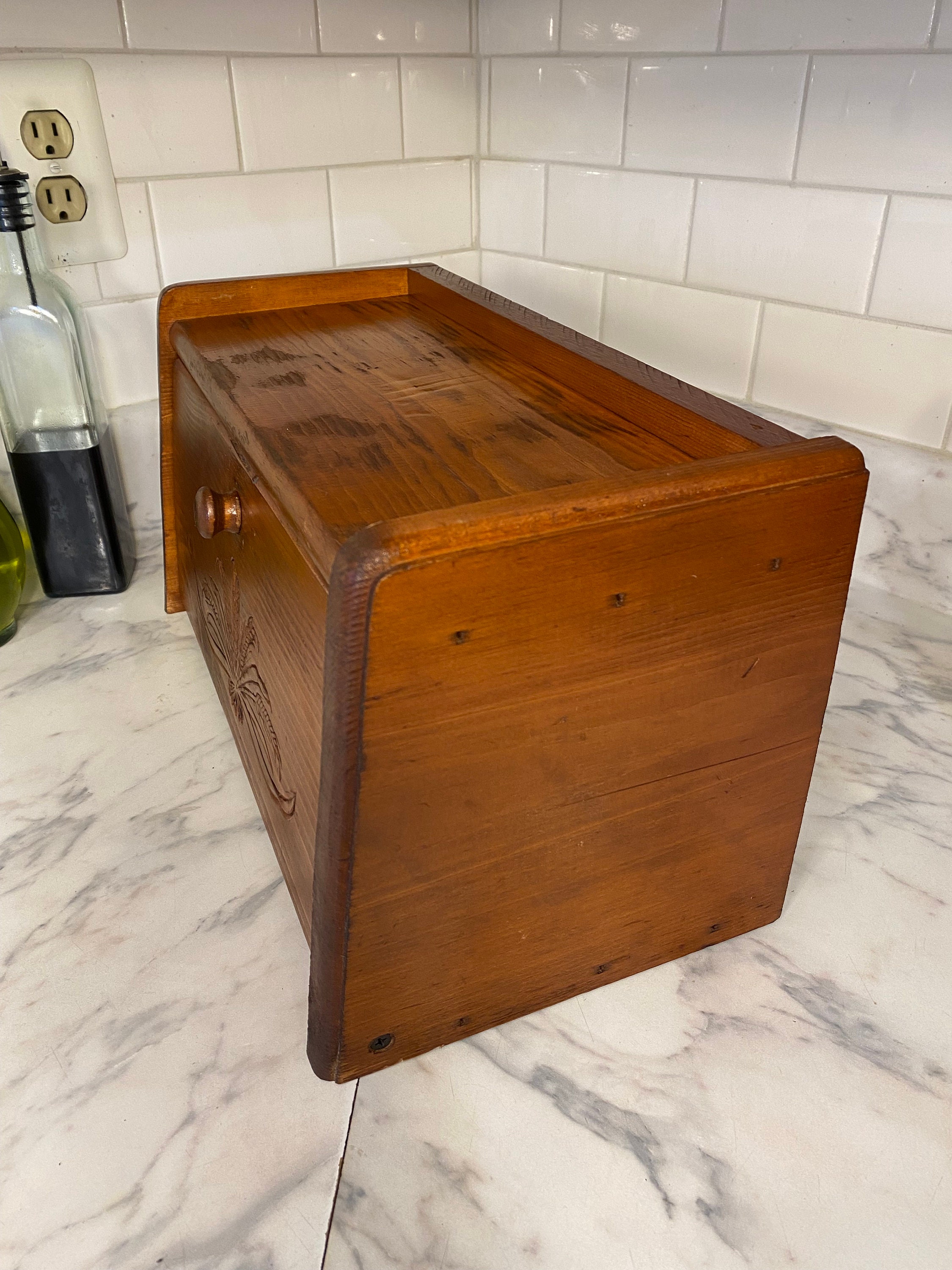 Vintage Wood Bread Box Etsy