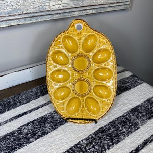 Vintage Deviled Egg Plate with Salt and Pepper with Insets