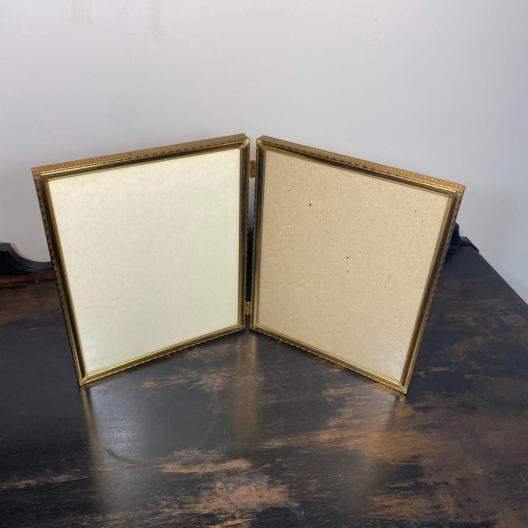 Vintage Metal Double Hinged Picture Frames 8x10 Art Deco Corners Gold ...