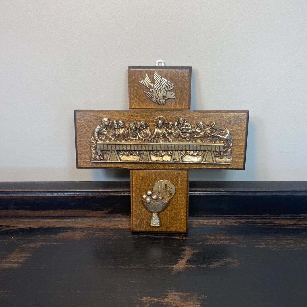 The Last Supper Silver Relief Metal Plaque Cross - Etsy
