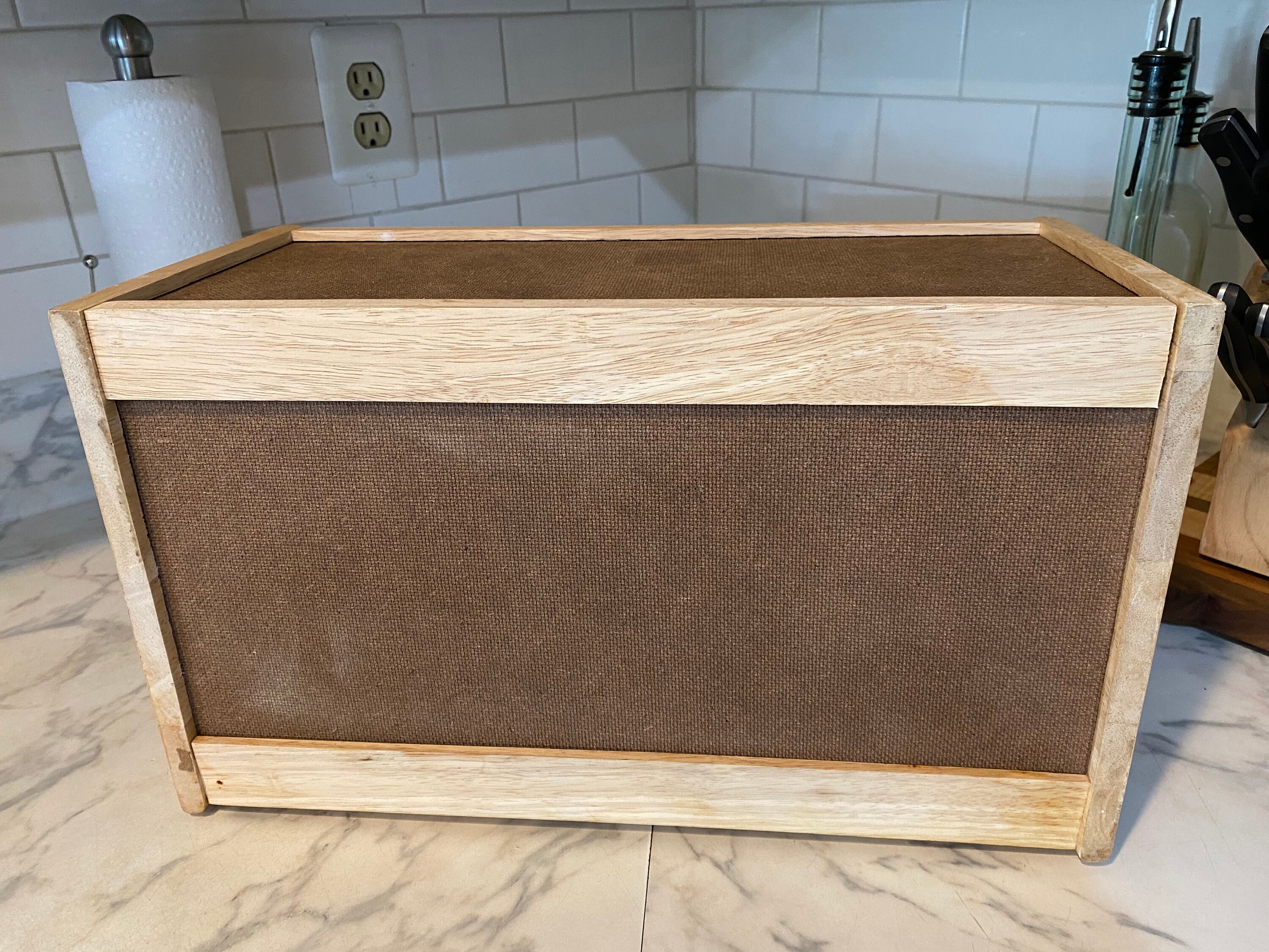 Vintage Wood Roll Top Bread Box Thailand Etsy