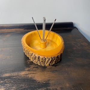Vintage Wood Live Edge Nut Bowl